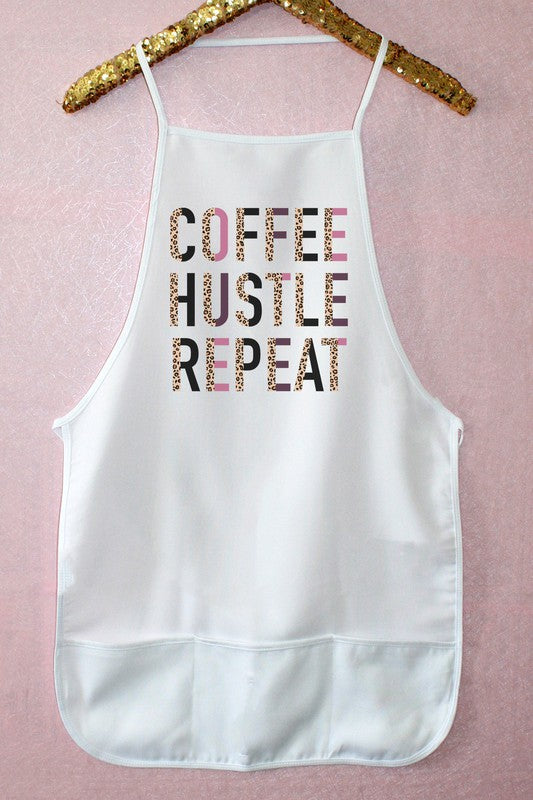 Coffee Hustle Repeat Leopard Apron