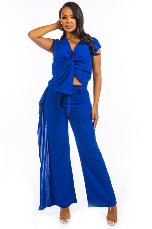 BLUE TWO PIECE PANT SET