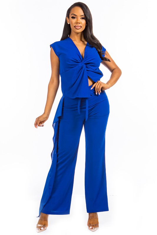 BLUE TWO PIECE PANT SET