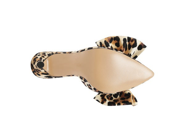 Joelle High Heel Bow Tie Leopard Print Heels