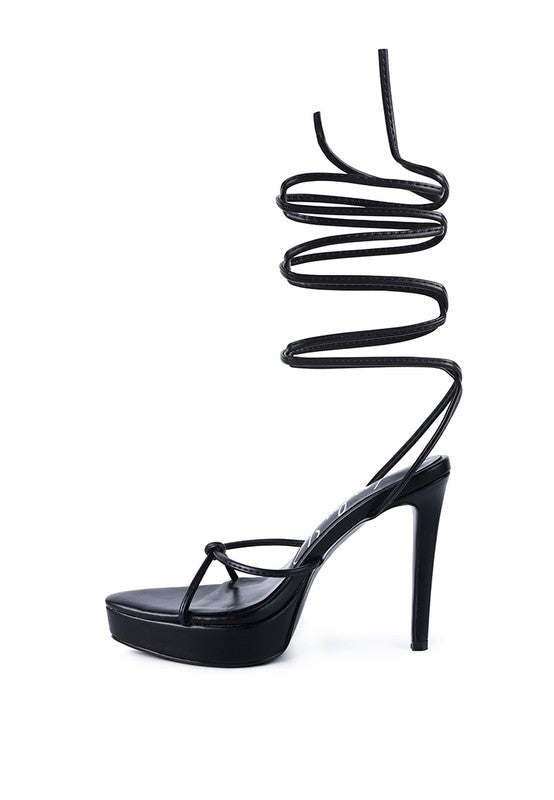 HIGH HEEL LACE UP SANDALS