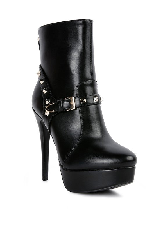 DEJANG Metal Stud faux Leather Ankle Boot