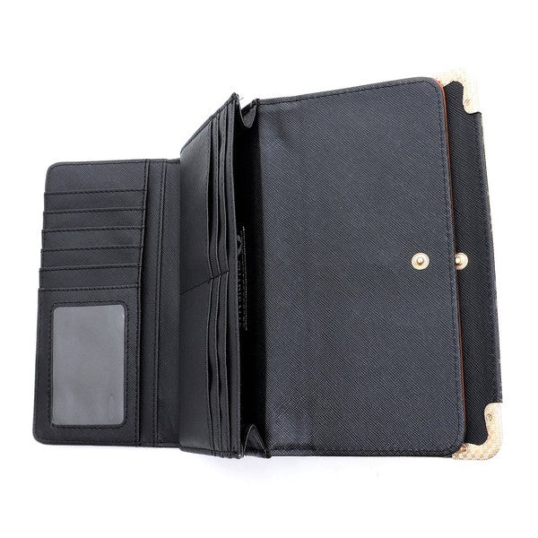 Monogram Tri-fold Clutch Wallet Cell Phone Wallet