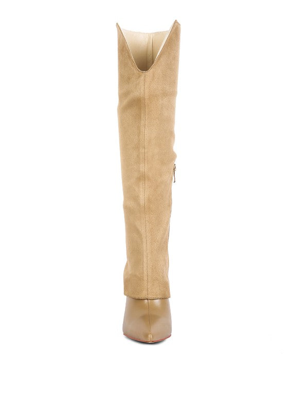 Fifido High Heeled Fold-Over Knee Boots