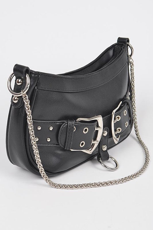 Vegan Leather Convertible Studded Shoulder Bag