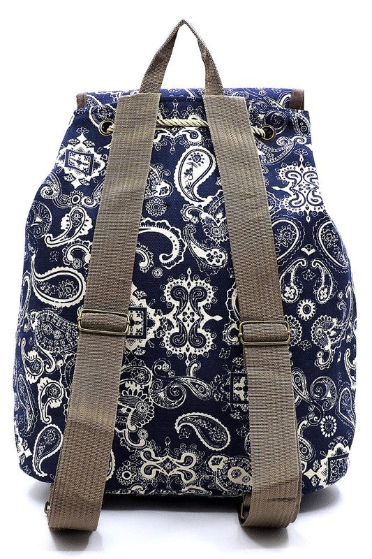 Paisley Printed Canvas Backpack