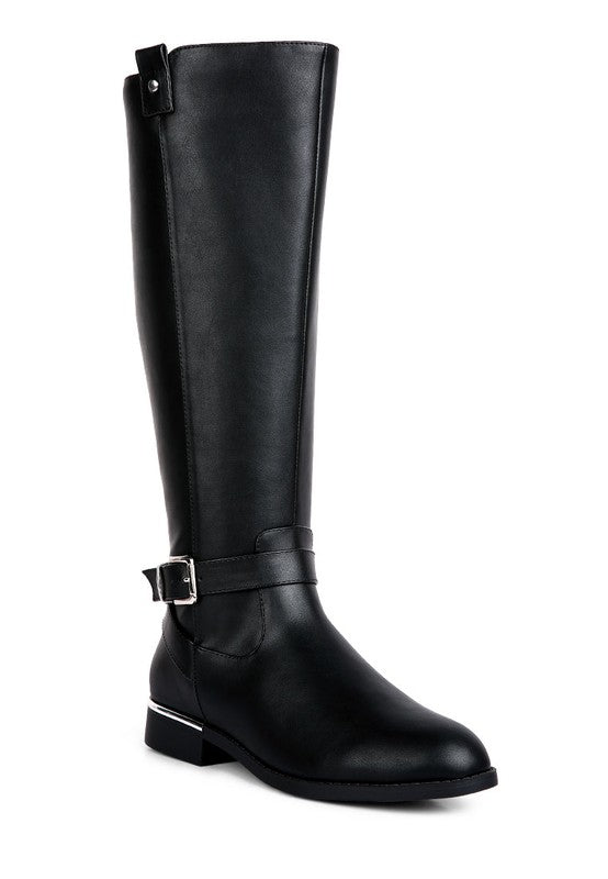 Renny Buckle Strap Embellished Calf Boots