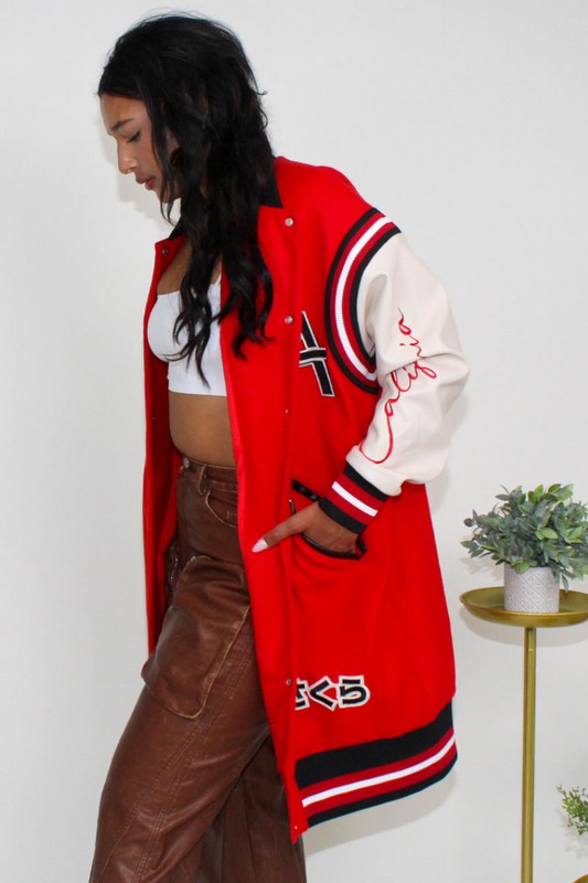 Athina Long Fit Letterman Jacket