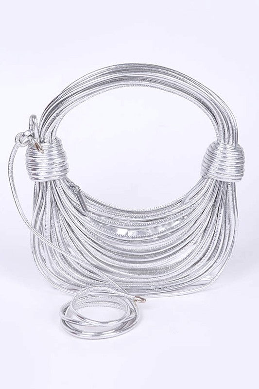 Metallic Layer Roping Top Handle Bag