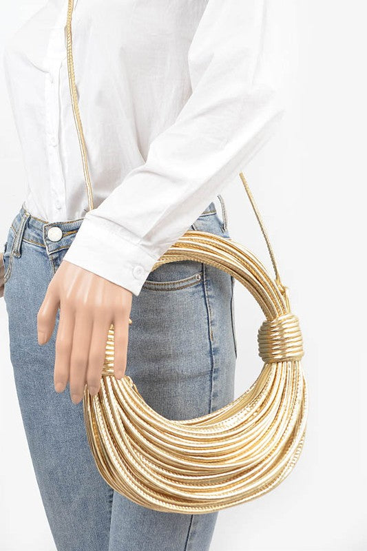 Metallic Layer Roping Top Handle Bag