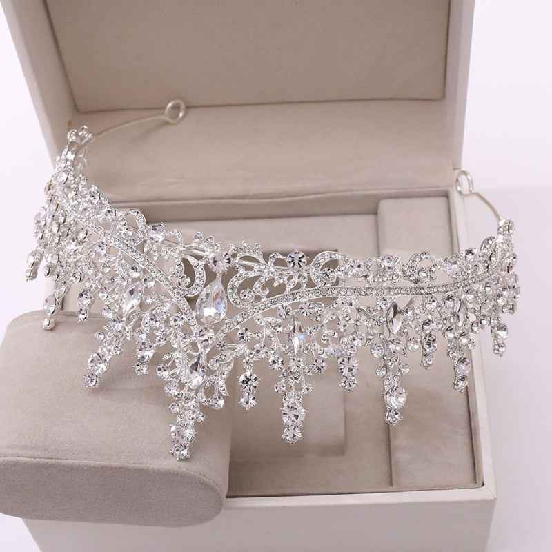 Elegant Silver Crystal Drop Bridal Set