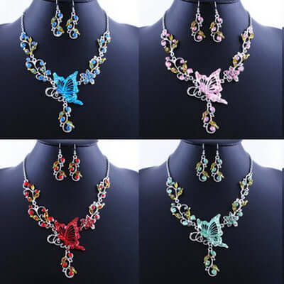 Dielian Flower Necklace Jewelry Set