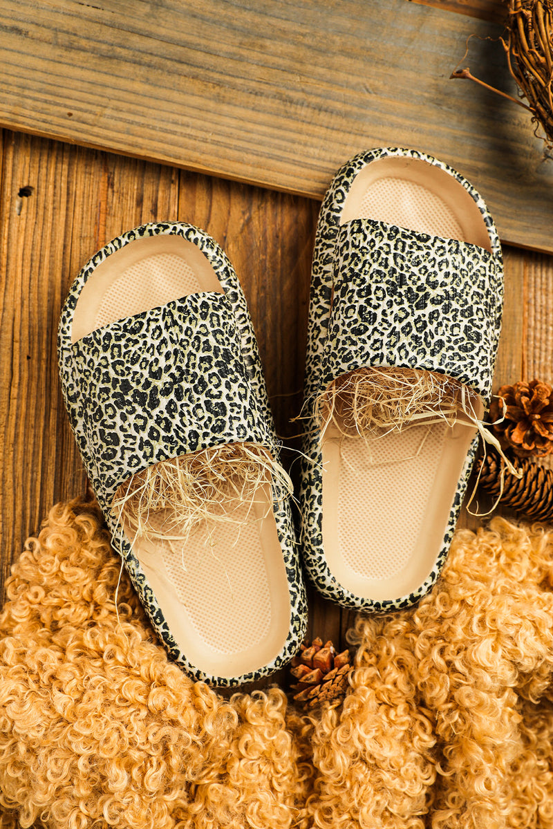 Leopard Print Casual Soft Rubber Slides Shoes