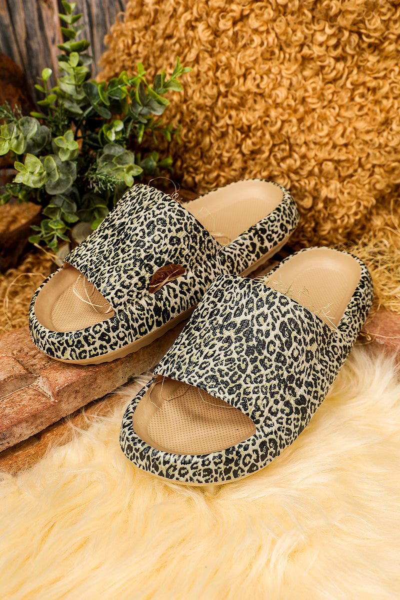 Leopard Print Casual Soft Rubber Slides Shoes