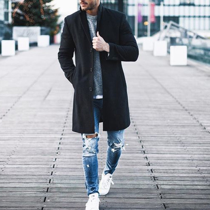 Fashion Winter Men's Long Trench Long Coat