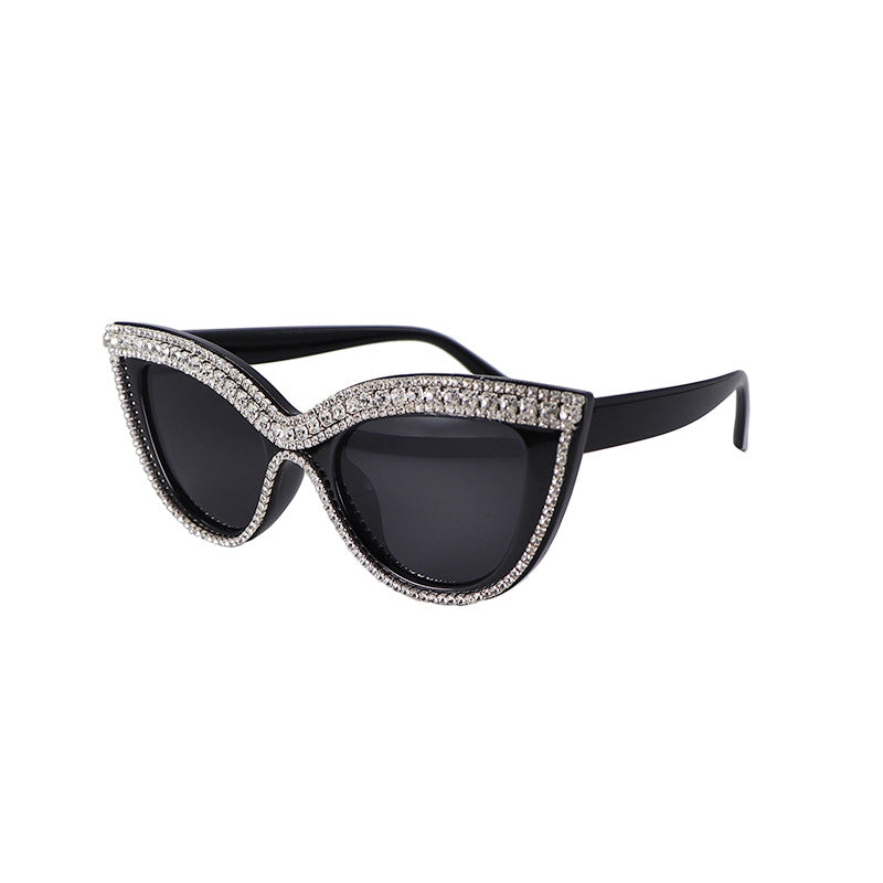 Ladies Fashion Diamond Cat Eye Sunglasses