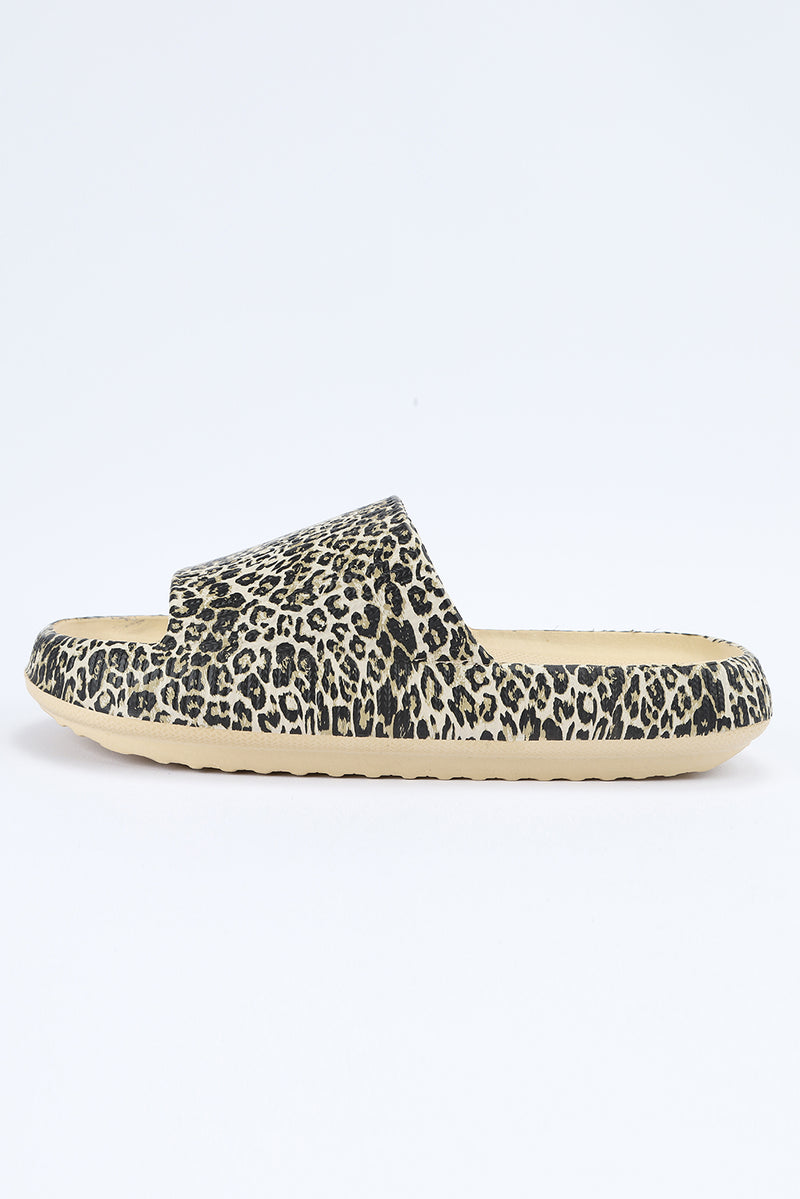 Leopard Print Casual Soft Rubber Slides Shoes