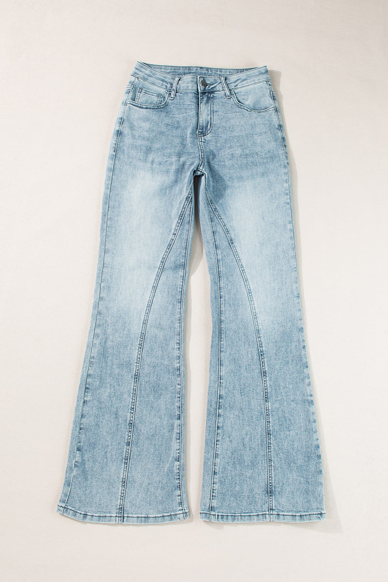 High Waist Bootcut Jeans with Pockets