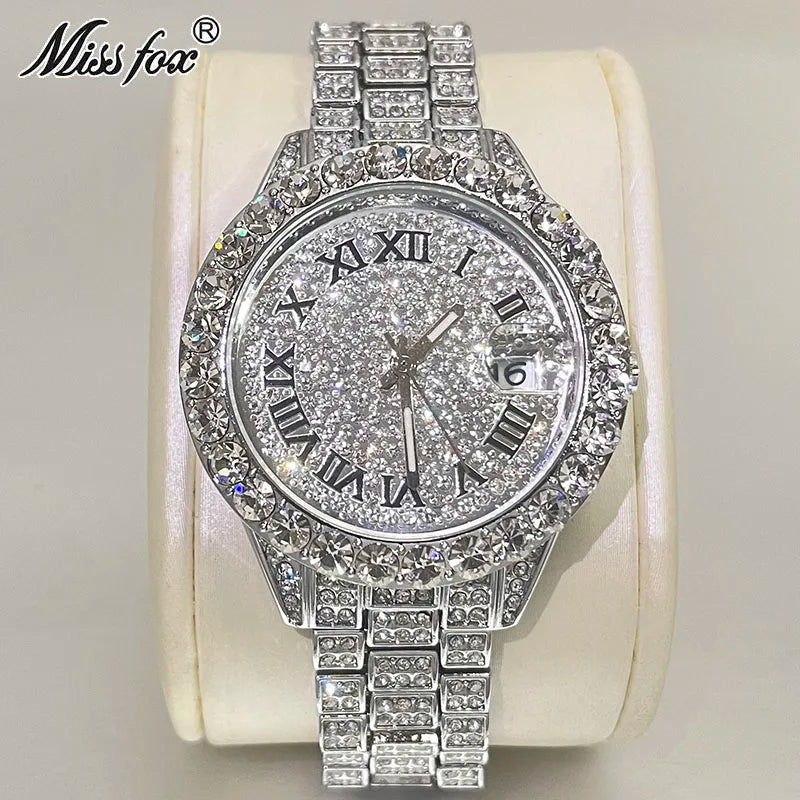 Women's Luxury Watch Miss Fox Fashion Waterproof Iced Diamond Quartz Watch