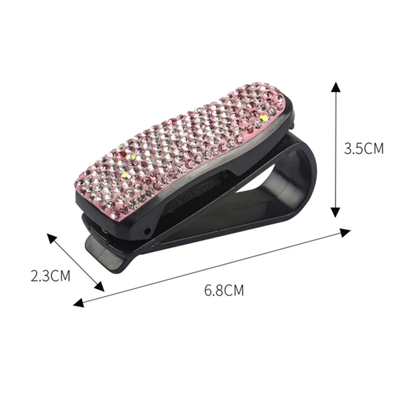 Sun Visor Rhinestone Sunglasses Clip Holder