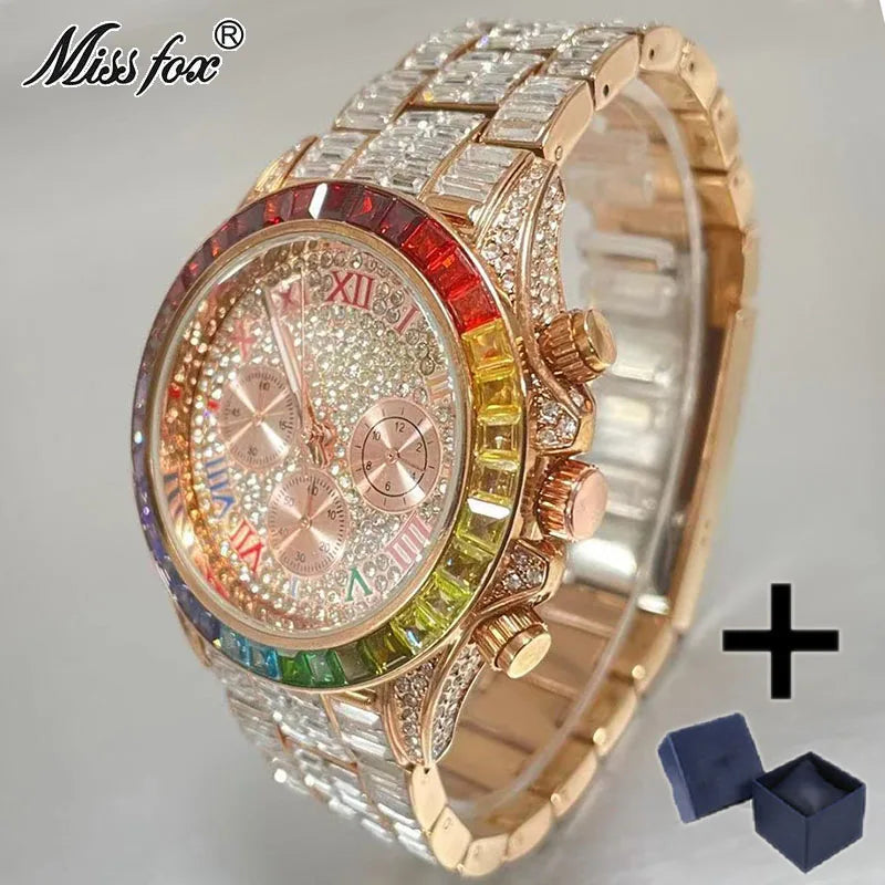 Miss Fox Luxury Multicolored Iced Watch For Men