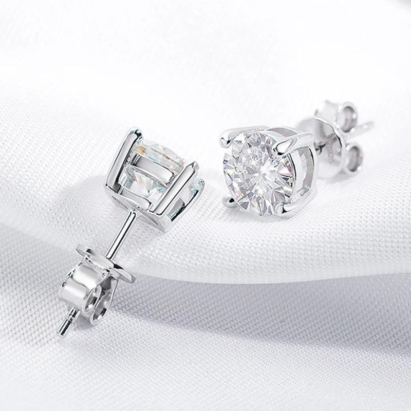 Smyoue 0.1-3CT Moissanite Studs Earrings for Men Women S925 Silver Platinum Plated