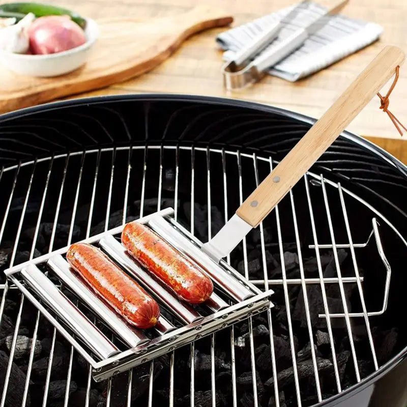 BBQ Tool Sausage Roller Rack Stainless Steel Hot Dog