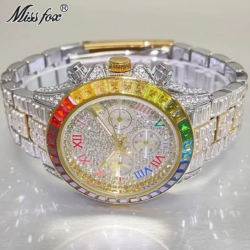 Miss Fox Luxury Multicolored Iced Watch For Men