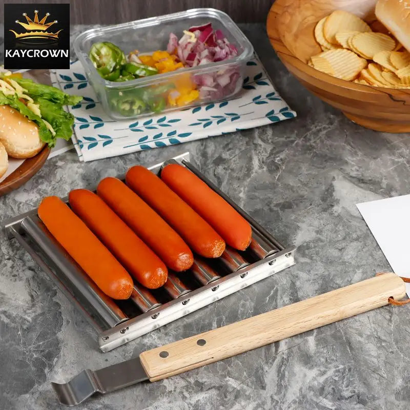 BBQ Tool Sausage Roller Rack Stainless Steel Hot Dog