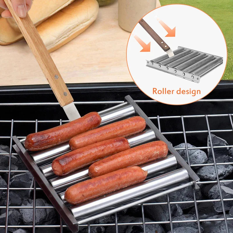 BBQ Tool Sausage Roller Rack Stainless Steel Hot Dog