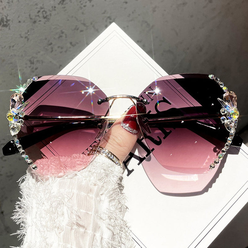 Luxury Rimless Rhinestone Sunglasses