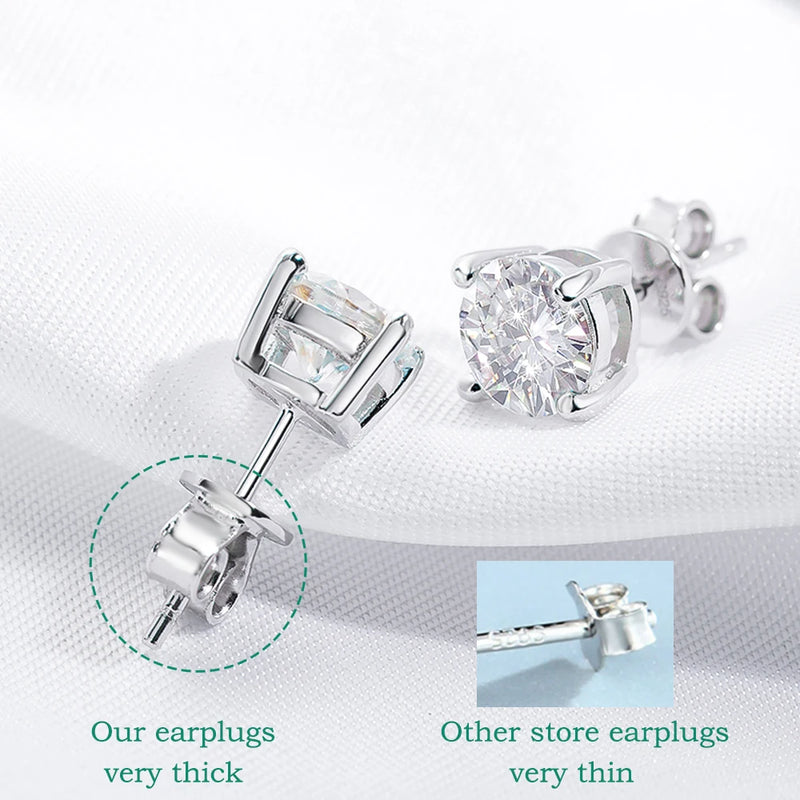 Smyoue 0.1-3CT Moissanite Studs Earrings for Men Women S925 Silver Platinum Plated