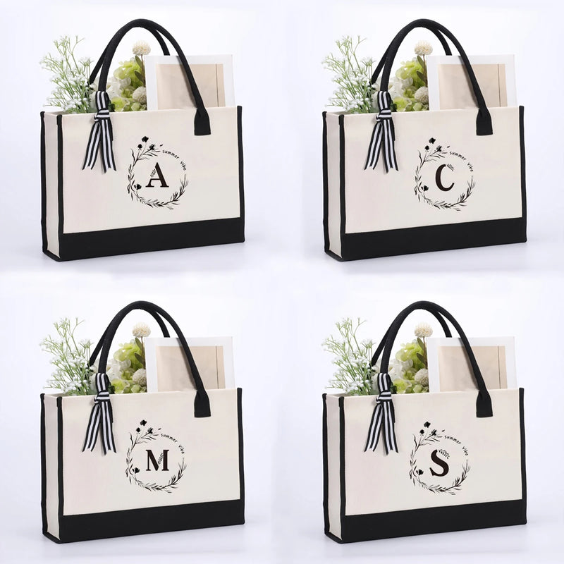 Personalized Garland Lettering Canvas Tote Bag