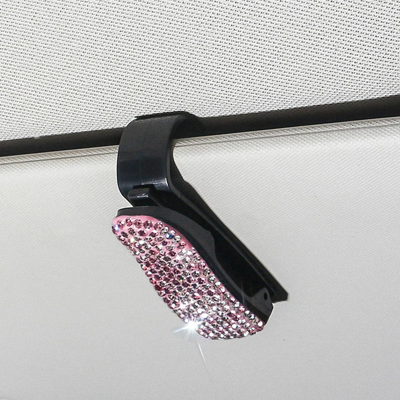 Sun Visor Rhinestone Sunglasses Clip Holder