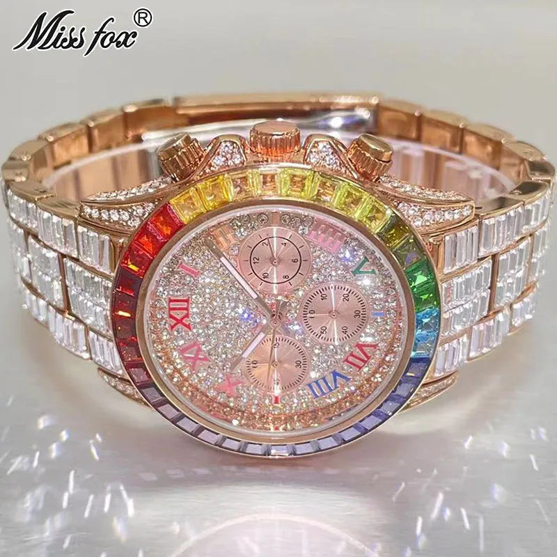 Miss Fox Luxury Multicolored Iced Watch For Men