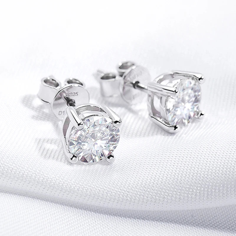 Smyoue 0.1-3CT Moissanite Studs Earrings for Men Women S925 Silver Platinum Plated