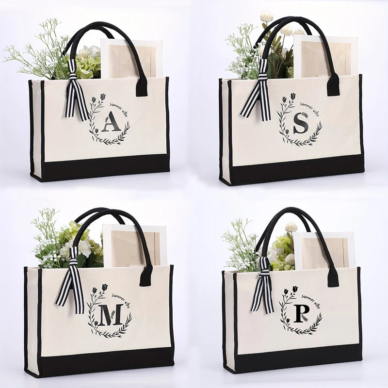 Personalized Garland Lettering Canvas Tote Bag