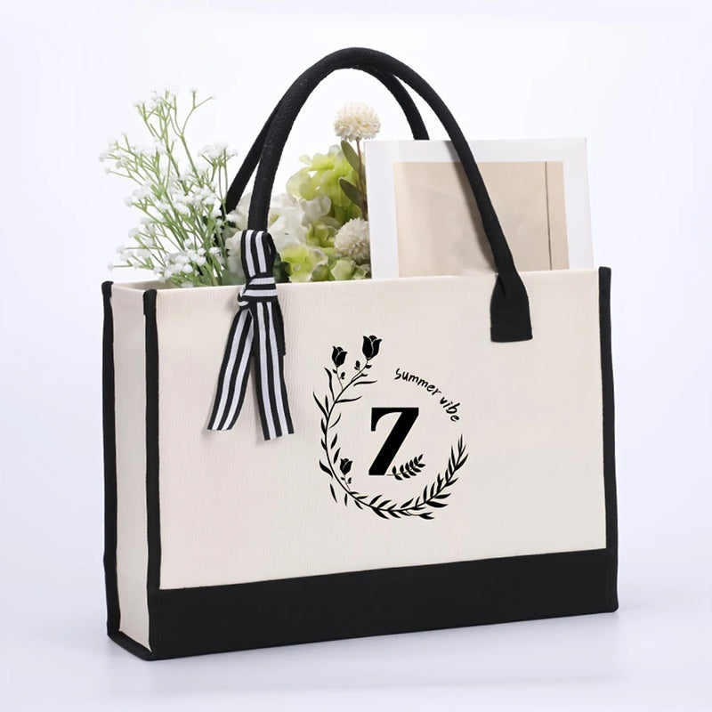 Personalized Garland Lettering Canvas Tote Bag