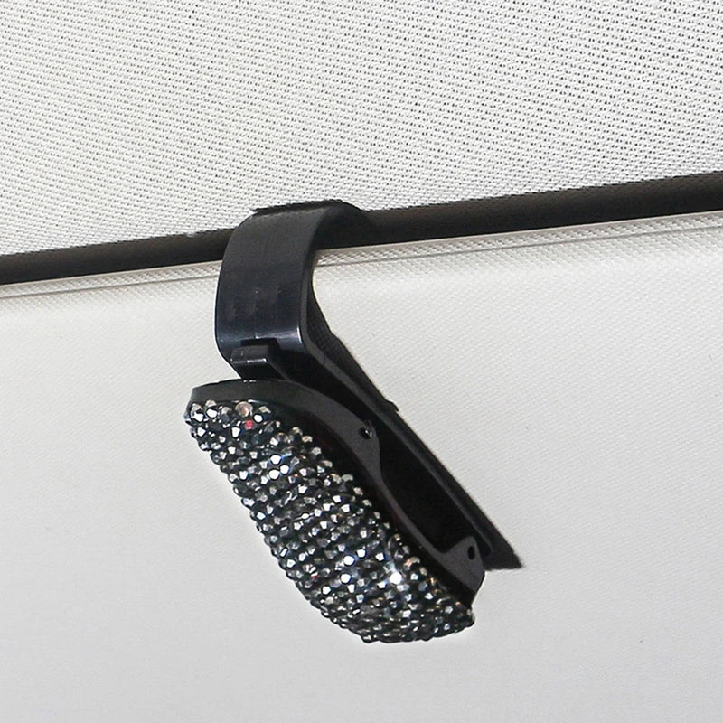 Sun Visor Rhinestone Sunglasses Clip Holder