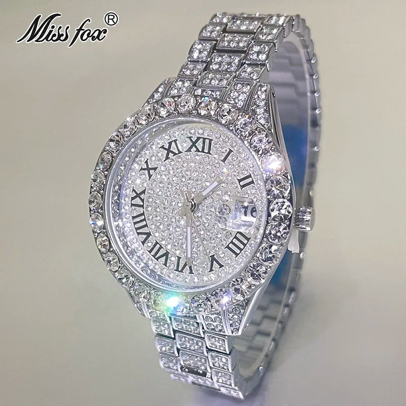 Women's Luxury Watch Miss Fox Fashion Waterproof Iced Diamond Quartz Watch