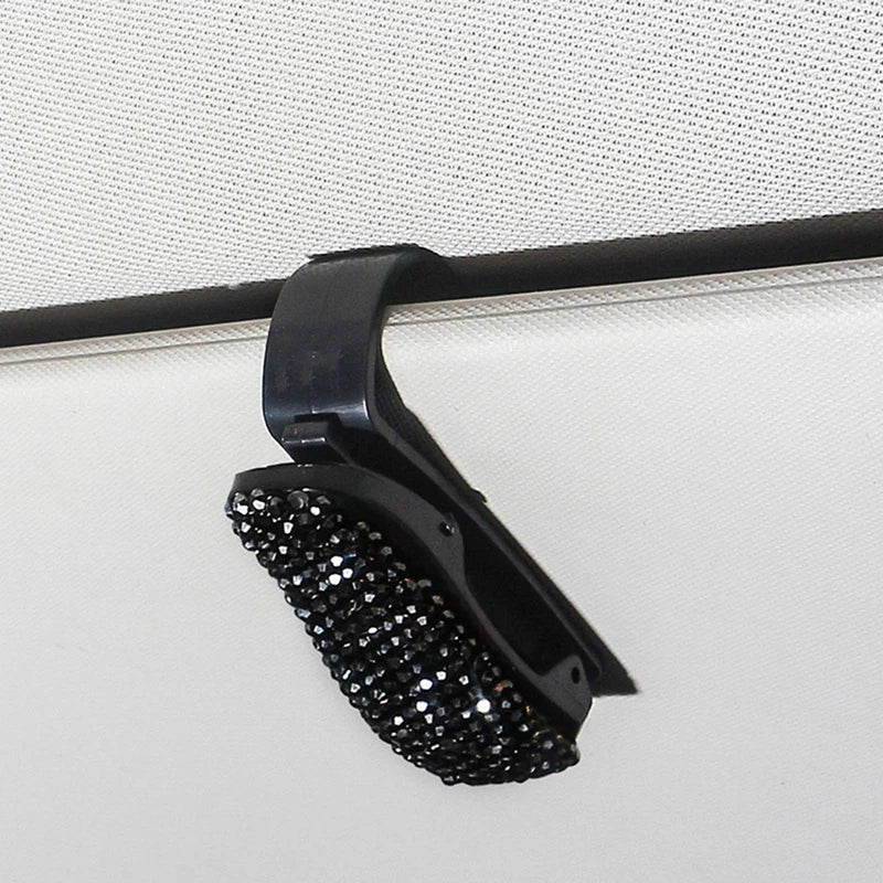 Sun Visor Rhinestone Sunglasses Clip Holder