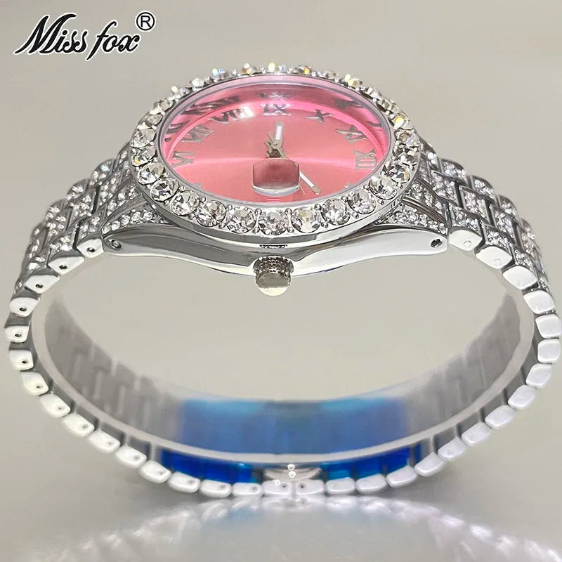 Women's Luxury Watch Miss Fox Fashion Waterproof Iced Diamond Quartz Watch