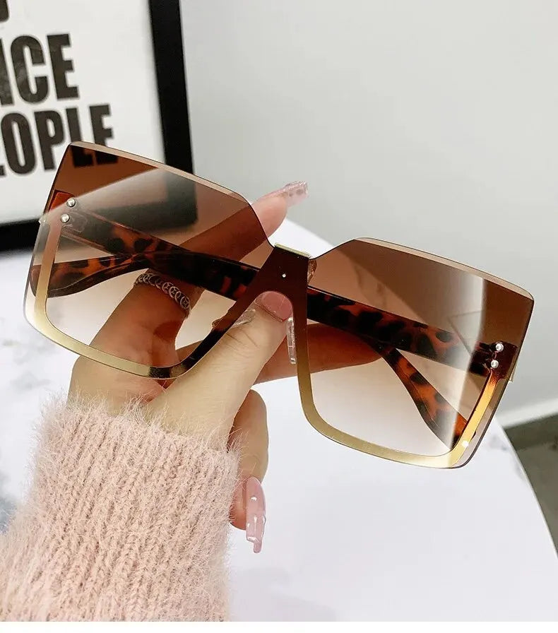 Oversize Half-frame Fashion Sunglasses