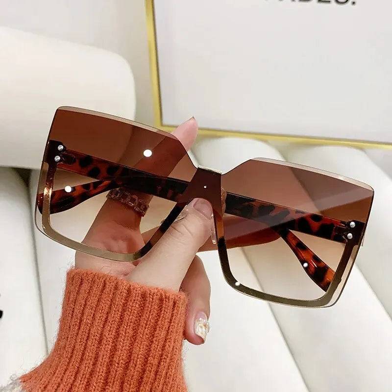 Oversize Half-frame Fashion Sunglasses