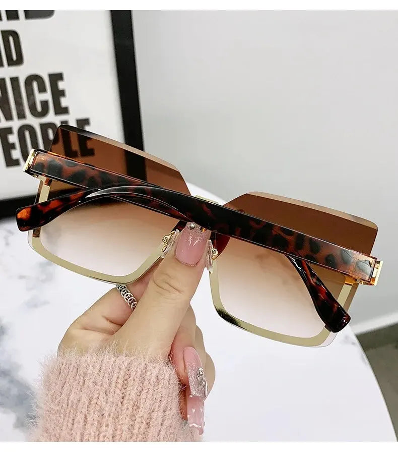 Oversize Half-frame Fashion Sunglasses