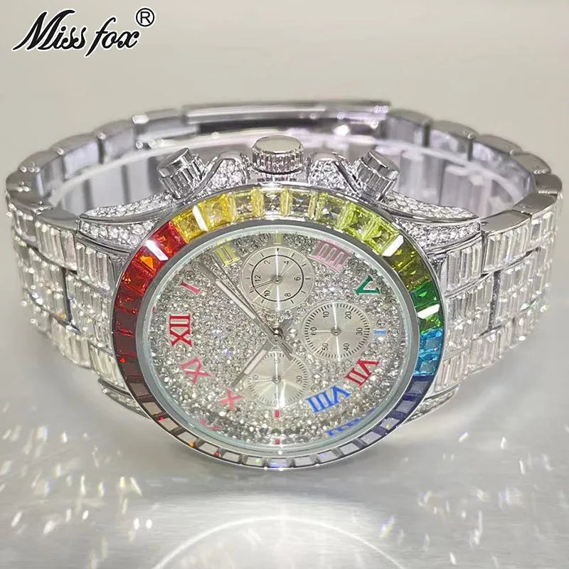 Miss Fox Luxury Multicolored Iced Watch For Men