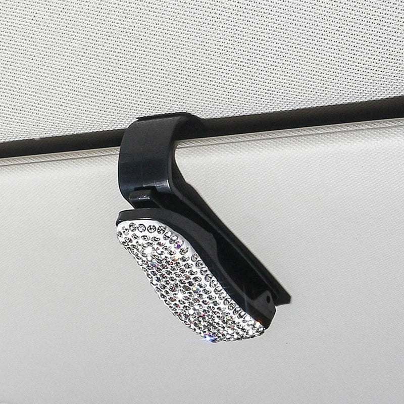 Sun Visor Rhinestone Sunglasses Clip Holder