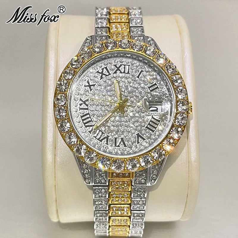 Women's Luxury Watch Miss Fox Fashion Waterproof Iced Diamond Quartz Watch