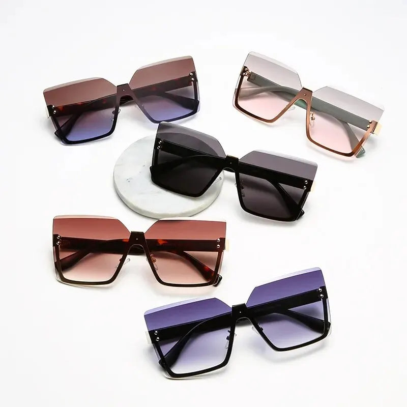 Oversize Half-frame Fashion Sunglasses