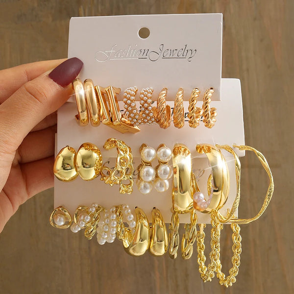 Gold Vintage Variety Earrings Set